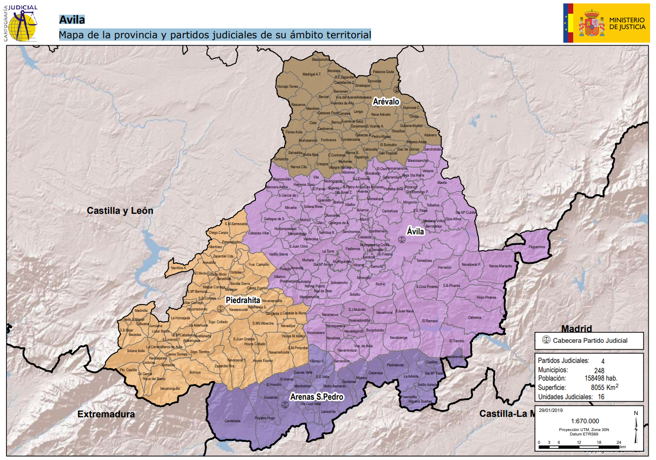 Avila Mapa de la provincia y partidos judiciales de su ámbito territorial