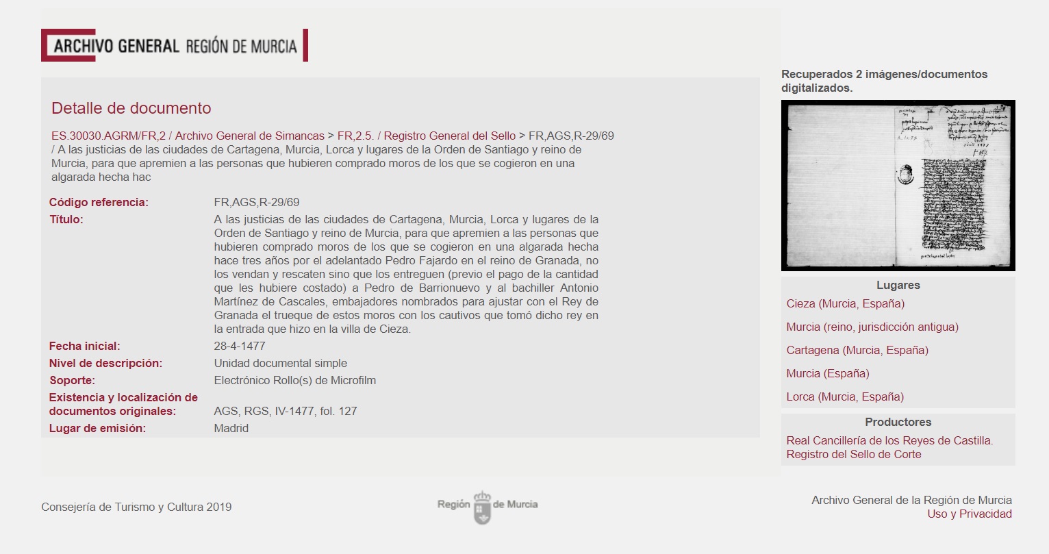 rescate cautivos archivo Simancas Lorca murcia