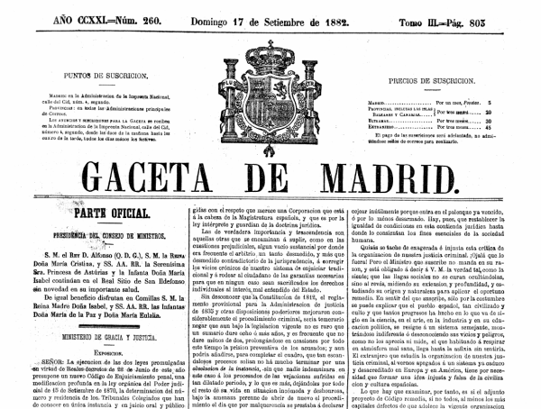 ley crim 1882 gaceta